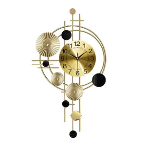 Reloj de pared de Metal de estilo nórdico grande de 78x45cm, diseño de cuarzo moderno, reloj decorativo dorado silencioso para decoración del hogar para sala de estar