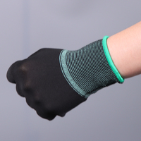 Gants de protection anti-poussière de haute qualité en PU noir tricoté, modèle G-089, tricot 13 aiguilles, épaisseur 0,9-1 mm, pour salle blanche