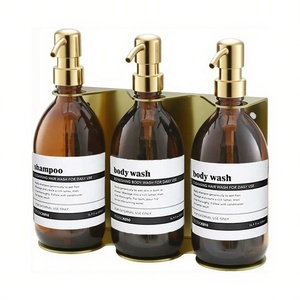 Dispensador de Jabón Triple de Acero Inoxidable con Superficie Cepillada, Moderno y que Ahorra Espacio, Soporte para Champú y <span class=keywords><strong>Gel</strong></span> de Ducha - Product Image 1