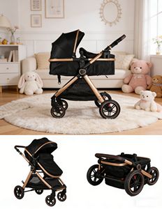 EN-1888 Passeggino 3-in-1 di Alta Qualità con Seggiolino Auto per Neonati, Pieghevole con Una Mano, Telaio in Lega, Maniglia Reversibile - Product Image 4