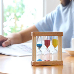 Timer 3 in 1 da 1-3-5 <span class=keywords><strong>Minuti</strong></span> in Vendita, Piccola Clessidra in Legno con Cornice in Vetro Colorato, Timer Creativo per Bambini, Ornamento - Product Image 1