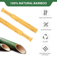 Organiseurs de tiroirs profonds en bambou pour cuisine, réglables et extensibles, lot de 4 séparateurs de tiroirs empilables à ressort avec insert supplémentaire