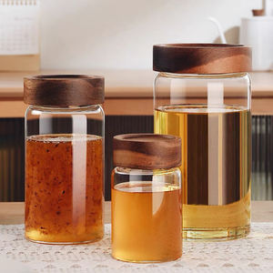 Bocaux de stockage étanches à l'air en Borosilicate, nouveau Design, récipients avec couvercle en bois à vis, plusieurs tailles, pot en verre de miel, 2023 - Product Image 1
