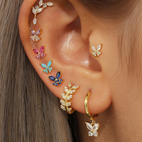 Gemnel 2025 mode bijoux Piercing prix abordable hypoallergénique pierre personnalisée S925 papillon Piercing boucles d'oreilles