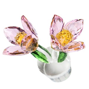 Adorno de Tulipán de Cristal Rosa, Flor de Cristal Tallado, Decoración para el Hogar DZ05 - Product Image 5