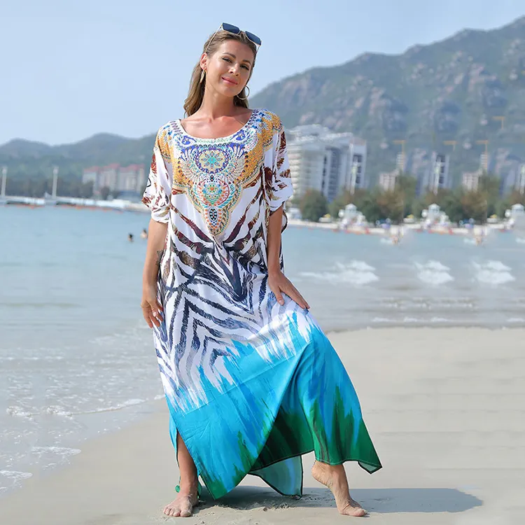 Sourceman Beachwear camicetta autunnale donna all'ingrosso Trendy Luxury Kaftan Beachwear abiti per Bikini Cover Up