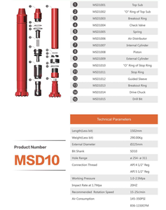 مطرقة <span class=keywords><strong>DTH</strong></span> 10 بوصة بواسطة ماكسدريل لسنك الحفر <span class=keywords><strong>SD10</strong></span> مطرقة حفر سطحي، حفر بئر مياه MSD10 - Product Image 4