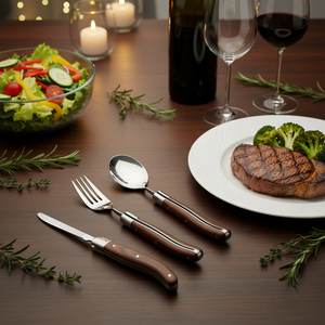 Nouveaux produits : Ensemble de couverts 3 pièces avec manche en bois, <span class=keywords><strong>couteau</strong></span> à steak de poche, <span class=keywords><strong>couteau</strong></span> <span class=keywords><strong>Laguiole</strong></span>, <span class=keywords><strong>fourchette</strong></span> et cuillère à dîner, avec coffret cadeau - Product Image 6