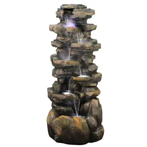 Stone rockery large polyresin water fountain with led light packing