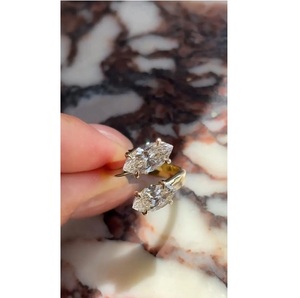Anillo de Diamante Cultivado en Laboratorio de 3CT con Corte Marquesa: Banda de Oro de 14K, Inspirado en la Naturaleza - Product Image 1