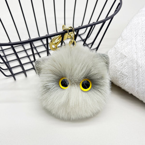 New Cute <span class=keywords><strong>Cat</strong></span> Head Plüsch Schlüssel bund Damen Geburtstags geschenk Auto tasche Schlüssel bund Anhänger Plüsch tier