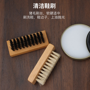 Wooden <b>Shoe</b> Brush With Pig Bristles Solid Wood Handle For Cleaning Leather And Athletic <b>Shoes</b> Mini <b>Soft</b> Bristle Design - Product Image 4