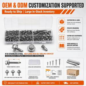 160PCS 410 Stainless <b>Steel</b> Hex Washer Head <b>Self</b> <b>Drilling</b> <b>Screw</b> Assortment Kit Tek <b>Screw</b> <b>for</b> Metal Roofing Sheet Fastening - Product Image 6