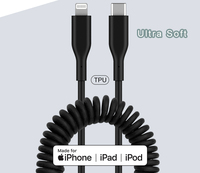 Kabel Data Spiral keriting, kabel pengisian kawat koil pegas Tipe C PD USB
