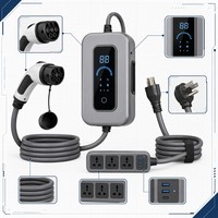 Stasiun Pengisian Daya EV Portabel Tipe 2 Pengisi Daya Kendaraan Listrik dengan Layar LCD Port USB Distribusi Daya untuk Rumah Garasi
