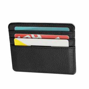 Porte-cartes fin en cuir PU pour homme et femme, logo personnalisé, étui de luxe pour cartes de crédit, portefeuille - Product Image 6