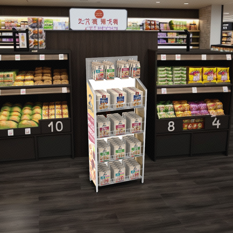 New Arrival Modern Floor Standing Metal Food Display Rack Point of Sale for Snacks Powder Coated Finish — view 4