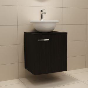 Bellevue 1-Door Bathroom <b>Vanity</b> 23In Black Wengue Modern Design Floor Standing Ceramic Basin - Product Image 2