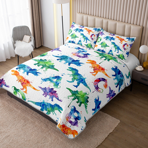 Juego de Ropa de Cama con Tema de Dinosaurios de Dibujos Animados, Juego de Funda de Edredón Ligera, Suave y Transpirable para el Dormitorio - Product Image 3