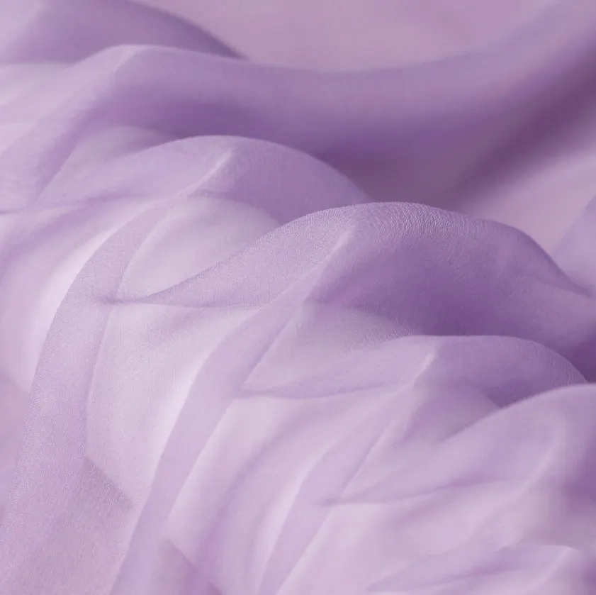 Nature 8mm Silk Georgette Fabric Lavender Silk Transparent Gauze Fabric For Dress DIY