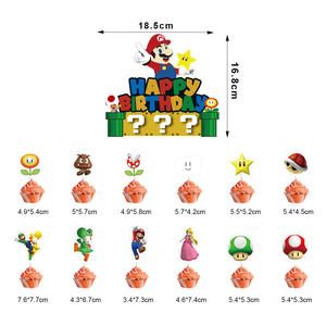 Super <span class=keywords><strong>Bros</strong></span>, articles de fête en papier, thème <span class=keywords><strong>Mario</strong></span>, costume d'anniversaire et bannière de réservation, décorations de gâteau - Product Image 2