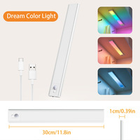 Éclairage de placard moderne à LED avec 32 LED à changement de couleur, détecteur de mouvement magnétique, fonctionnant sur piles, dimmable, pour cuisine et placard