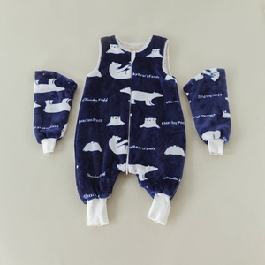 Sac de couchage en polaire pour bébé <span class=keywords><strong>avec</strong></span> <span class=keywords><strong>pieds</strong></span> Couverture portable d'hiver <span class=keywords><strong>avec</strong></span> <span class=keywords><strong>jambes</strong></span> Sac de couchage pour tout-petit Épaissir 2.5 TOG - Product Image 3