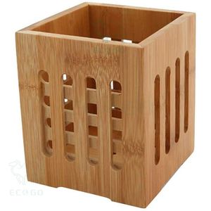 Soporte de utensilios de bambú natural para tenedores, cucharas, portalápices, organizador de escritorio multifuncional - Product Image 4