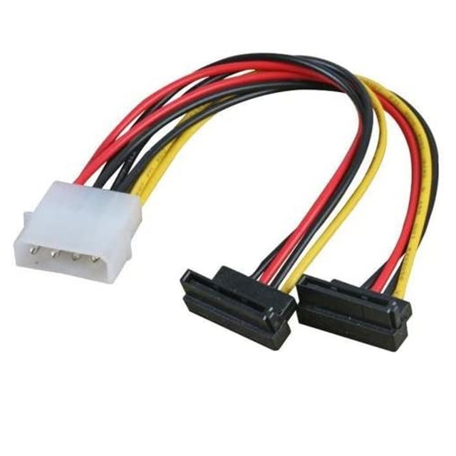 Dual Right Angled SATA Power Adapter Y Splitter to MOLEX Connector Cable Double SATA