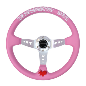 TIYPEOR Volant en acier universel de 330 mm (14 pouces) personnalisable avec broderie et logo JDM Racing, modification personnalisable - Product Image 1