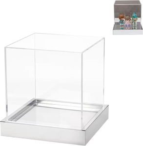 Caja de exhibición de modelo transparente de acrílico, espejo plateado cuadrada con caja de regalo, vitrina apilable de decoración transparente para modelos de automóviles - Product Image 1