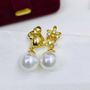 22478DIY Accessoires en perles Argent 925 Clous d'oreille vide, forme fleur et lapin, pour femme, avec perles de 9-13mm, Boucles d'oreilles pendantes tendance - Product Image 1