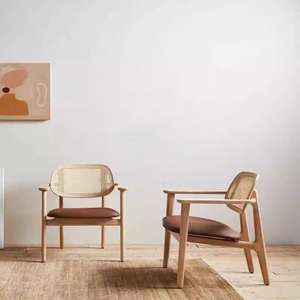 Wabi-sabi Casa de familia de ratán de madera maciza Club Cafe hosts diseñador Titus Silla de salón individual - Product Image 4