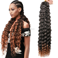 Rambut Crochet Deep Water Wave Twist 30 Inci Panjang 120g Ekstensi Rambut Kepang Twist Wig Keriting Kinky Serat Sintetis