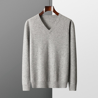 Pull en laine tricoté à col en V pour homme, personnalisé avec logo, épais, chaud, décontracté, pour l'hiver, vente en gros, OEM