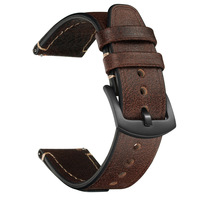 Bracelet de montre en cuir véritable vintage pour hommes, style cuir grainé, 18/20/22/24mm