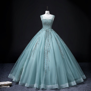 High End Stage Dress Women Green Puffy Skirt <b>Performance</b> <b>Wear</b> Vocal Examination Attire Spring Solo Hosting - Product Image 1