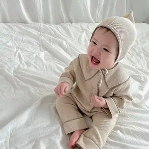 Roupa infantil pequena ponteira aberta no peito, outono 2022, bebê menino e menina, casa, lazer, terno com chapéu