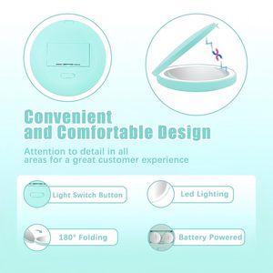 Custom 1X 2X Magnification Pink Cute LED Light Dual Sided Personalized Pocket Purse Hand Portable Folding Small Mini Makeup - Product Image 2