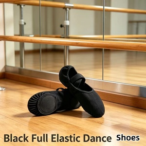 Chaussons de danse en toile hautement extensibles, noirs et marron, ballerines antidérapantes en maille pour filles et adultes - Product Image 2