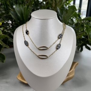 Colliers superposés tendance pour femmes Fashion SmileJoyas CL70060 plaqués or avec agate - Product Image 3