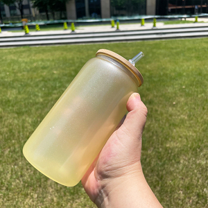 16oz Glow in the Dark Verres vierges Sublimation Iridescent Coffee Beer Can Verre avec couvercle et paille pour impression par transfert de chaleur - Product Image 6