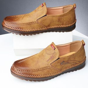 Mocasines de Cuero para Hombre, Punta Redonda, Sin Cordones, Transpirables, Suela de Goma, Zapatos Casuales de Negocios - Product Image 2