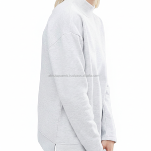Sweat à capuche en coton à la mode pour femmes, sweat à capuche gris uni respirant d'automne personnalisé et surdimensionné pour femmes - Product Image 1