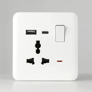 Conveniente enchufe de pared MF de 1 banda con luz indicadora puertos de carga USB duales integrados e interruptor de encendido/apagado diseño estándar del Reino Unido - Product Image 2