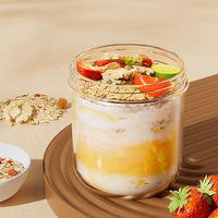 Pot en verre portable pour overnight oats avec couvercle et cuillère, bocal hermétique pour petit-déjeuner, salade, milkshake, yaourt, céréales, usage quotidien en cuisine