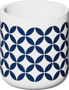 Ceramic Art Candle <b>Jar</b> Cylinder Shape Blue Geometric Pattern Minimalist Style Home Decoration - Product Image 2