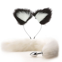 Ensemble de 2 pièces de jouets sexuels pour adultes, queue de renard BDSM, bouchon anal en métal, bandeau, accessoires de costume érotique