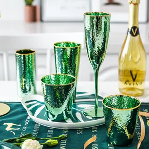 Luxus Hochzeitsdekoration Hammerguss Galvanisierung grün individuelles Weinglas