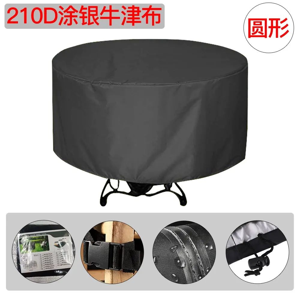 Rond - Enduction argentée 210D - Autocollant étanche + quatre boucles d'angle